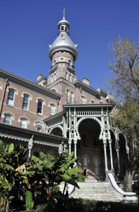 A photograph of haunted Plant Hall. Now part of the University of Tampa, the hall is rumored to house the ghost of the former Tampa Bay Hotel owner Henry Plant 