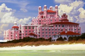 The imposing pink figure of the haunted Don CeSar Hotel. Otherwise known as the “Pink Lady” the hotel is rumored to be haunted by a pair of star-crossed lovers.